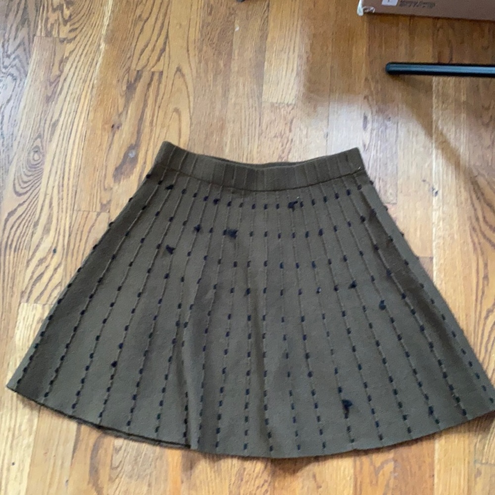 Zara knit green and black a-line skirt